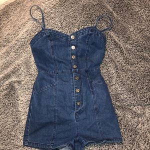 Forever 21 blue Jean button romper
